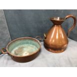 A large Victorian four gallon copper harvest jug riveted with brass handle - J McNaughton,