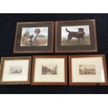 A pair of mounted & framed old sepia postcards of Morpeth; a nineteenth century steel engraving of