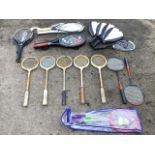 A set of four Dunlop Sport cased tennis rackets; three other cased tennis rackets by Grays, Dunlop &