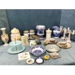 Miscellaneous ceramics including a Beswick trout, a nineteenth century blue & white jug, a pair of