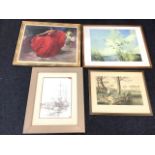 Four miscellaneous framed prints - a 1956 Frost & Reed published The Red Skirt after Clemente, a