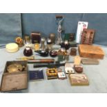 Miscellaneous collectors items including a telescope, novelty lighters, a boxed primus stove, a