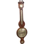 A nineteenth century mahogany barometer with circular silvered dial under convex glass by A Tacchi