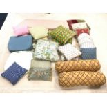 Twenty three miscellaneous cushions - pairs, tapestry style, quilted, sets, a bench seat cushion,