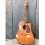 A Vintage steel-string acoustic guitar with electric pic-up, cedar body, inlaid neck, faux