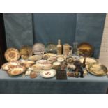 Miscellaneous ceramics & glass including studio pottery bearded figurines, a Beswick horse, a set of