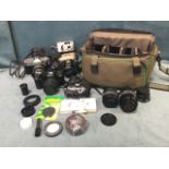 Miscellaneous cameras - digital, Zikon, lenses, Mamiya, Minolta, a case, filters, Olympus, etc. (A