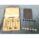 A set of six hallmarked silver coffee spoons with bean handles - Birmingham & Sheffield; a 190g