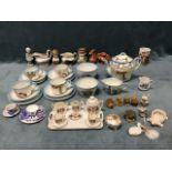 A Ridgeway nursery rhyme four-piece teaset; a City of London crested china teaset on tray; and