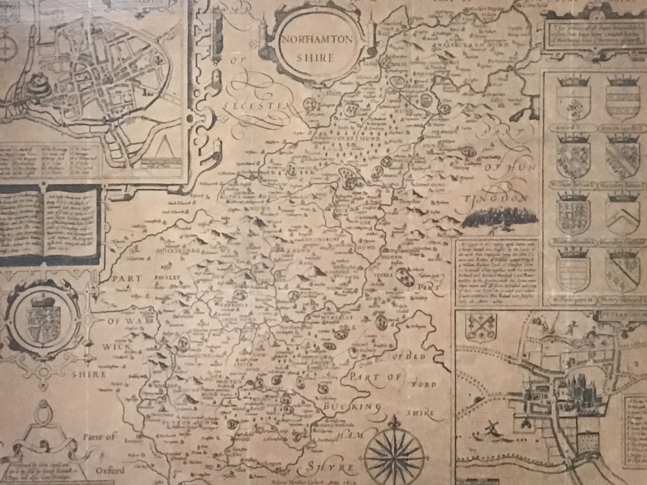 A nineteenth century handcoloured map of Northamptonshire, the plate after Moule, mounted & gilt - Image 2 of 3