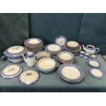 Miscellaneous blue & white ceramics including Maling, Staffordshire, sets of dinner plates & soup