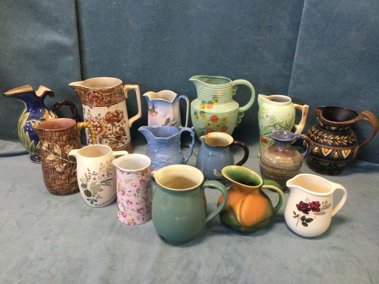 A collection of ceramic jugs - Victorian, Denby, terracotta, majolica, Crown Devon, Bentley Ware,