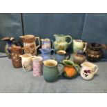 A collection of ceramic jugs - Victorian, Denby, terracotta, majolica, Crown Devon, Bentley Ware,