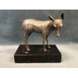 A silver plated model fawn, the animal mounted on rectangular plinth. (6.25in x 3.5in x 6.5in)