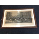 A large Victorian hunting print published in 1880 depicting a meet of the Beaufort and Worcester,