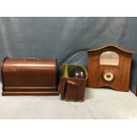 A leather cased set of four Taylor Rolph Co Ltd bowls dated 1939; a C20th hall panel with mirror and