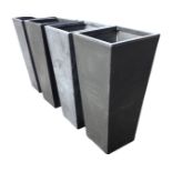 A set of four square tapering slate coloured tall garden tubs. (15.5in x 15.5in x 35.25) (4)