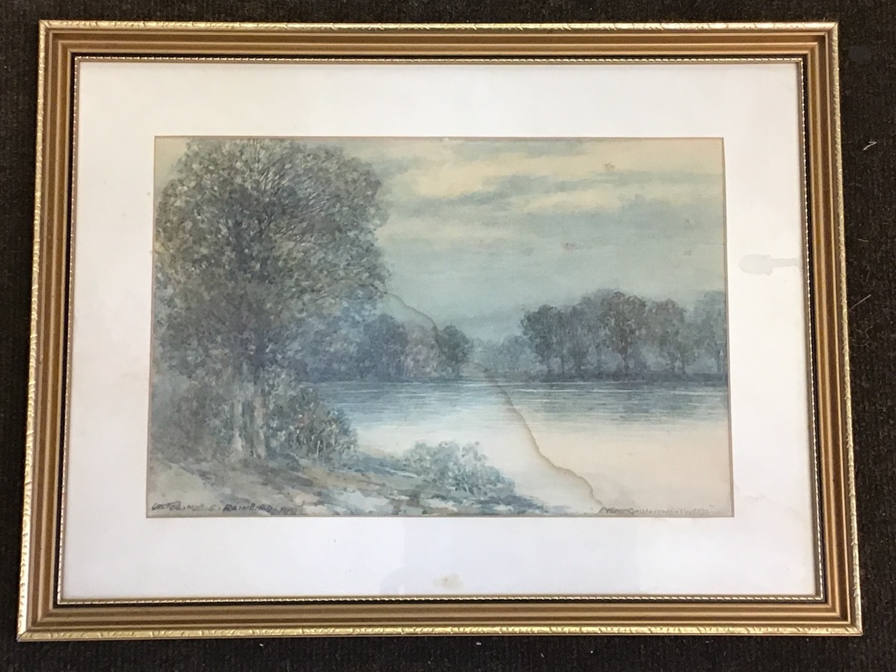 Victor Noble Rainbird, watercolour, river landscape with trees, titled Evening on the Tweed, - Image 3 of 3