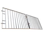 A pair of plain wrought iron driveway gates, the rectangular frames with square spindle bars. (
