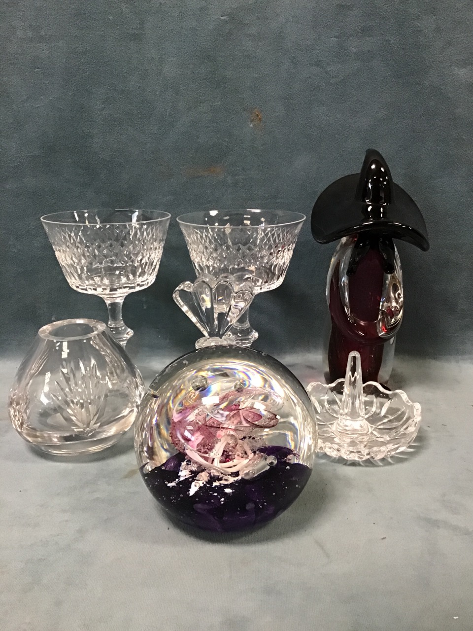 Miscellaneous glass including a massive tapering handmade champagne glass, cut crystal bowls, a - Image 2 of 3