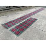 A contemporary machine woven tartan runner in two lengths - 27in x 93.5in & 294in. (2)