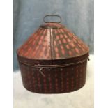 A Victorian painted tin hatbox with domed hinged cover, the brass label reading - William Anderson &