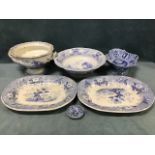 A pearlware scalloped comport decorated with ancient Grecian panels on floral ground, and a