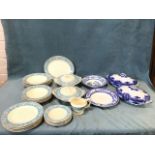 A Burleigh dinner service decorated with blue vine borders and gilt rims; and miscellaneous blue &