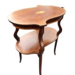 An Edwardian mahogany etargé occasional table, the shaped top framed by chequered stringing inlaid