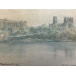 Victor Noble Rainbird, watercolour, Durham buildings, titled Reflections Durham, signed & dated