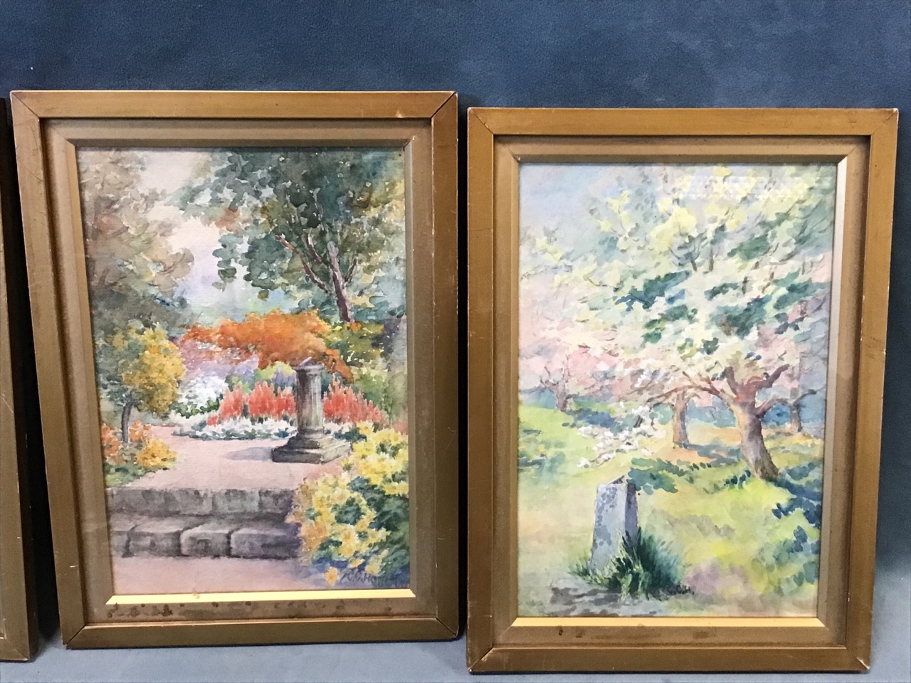 GG Holland, Edwardian watercolours, a set of four floral garden landscapes, each with different - Image 2 of 3