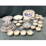 Two blue & white Staffordshire tea and dinner services decorated in the Danish Furnivals and