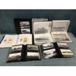 Five albums of black & white photographs of ships and shipping, the collection from all over the