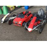 A childs Kettler pedal go-kart; another similar by Kettcar with tubular frame - lacking seat; and
