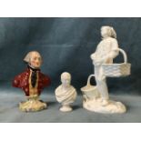 A Goss parianware bust of Walter Scott on socle; a Staffordshire bust of a gentleman - possibly