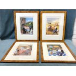 Margaret Loxton, lithographic prints - a set of four Scenes from Rural France - Le Dimanche, La