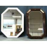 A rectangular George V oak framed mirror, the bevelled plate in octagonal frame with applied beading