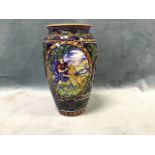 A tapering tablelamp vase painted with oval panel of Androcles and the Lion signed L Boullemier,