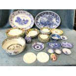 Miscellaneous ceramics including C19th blue & white, a pair of Royal Copenhagen parianware