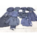 Miscellaneous railway workers clothing including coats, blazers, suits, waistcoats, shirts - many