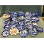 A collection of Royal Copenhagen blue & white christmas plates; other blue & white ceramics