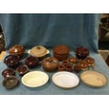Miscellaneous stoneware cooking pots including Denby, terracotta, Lovatts, soup pots & covers, pie &