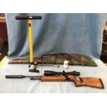 An AA .22 air rifle - model S200 with VLife telescopic sights, 10 shot magazine, silencer, pump,