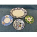Three C19th decorative floral plates - Davenport Stone China, Copeland and Garrett Royal Opal, and