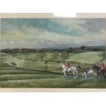 Robin Furness, watercolour, landscape with Morpeth hunt in foreground, titled The Morpeth Near