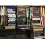 Four boxes of books - paperbacks, novels, reference, antiques & ceramics, medical, politics,