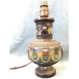 A nineteenth century eastern bronze cloisonné vase converted to a tablelamp, with three bands of
