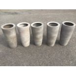 Five tubular tapering roughcast resin grey coloured garden pots. (20.25in) (5)