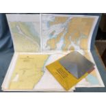 Eight navigational charts published in the 70s showing coastal waters of Scotland; and others