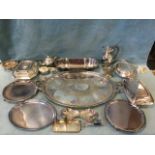 Miscellaneous C19th and C20th silver plate - trays, serving dishes, tea and coffee pots, Sheffield